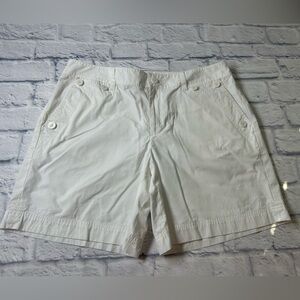 Ralph Lauren White Shorts Classic Cotton Style w/ Nautical Button Accent.